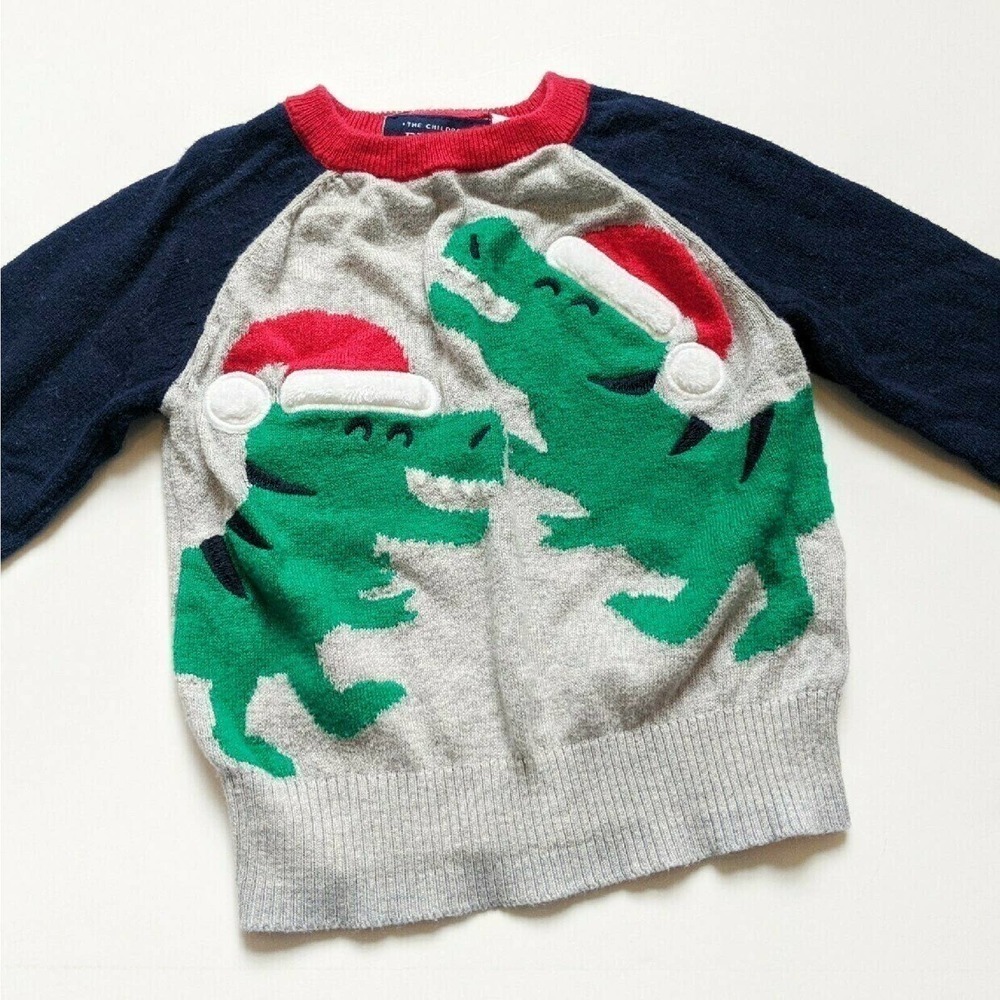 Dinosaur Santa 12-18 Months Sweater Intarsia Knit